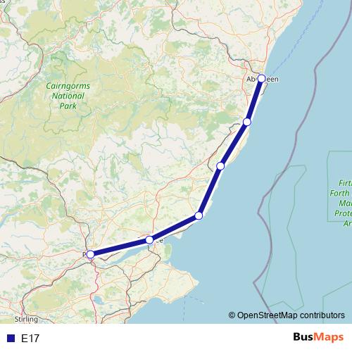 E17 bus Line Map
