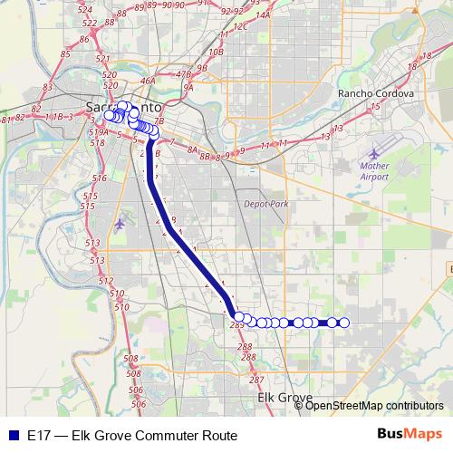 E17 bus Line Map