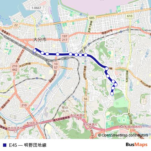 E45 bus Line Map