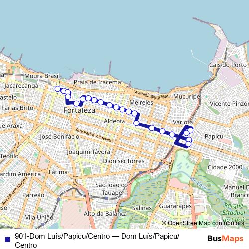 901-Dom Luís/Papicu/Centro bus Line Map