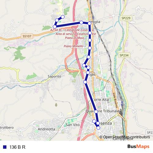 136 B R bus Line Map