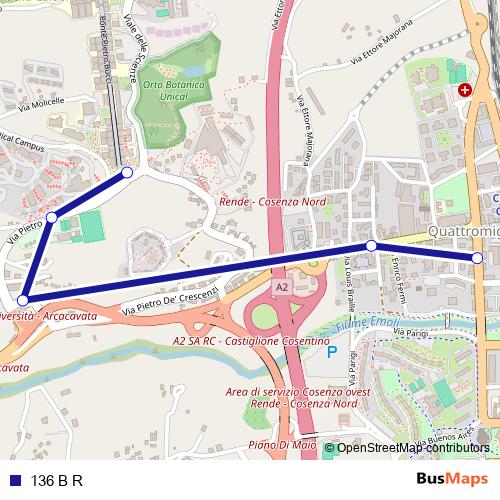 136 B R bus Line Map