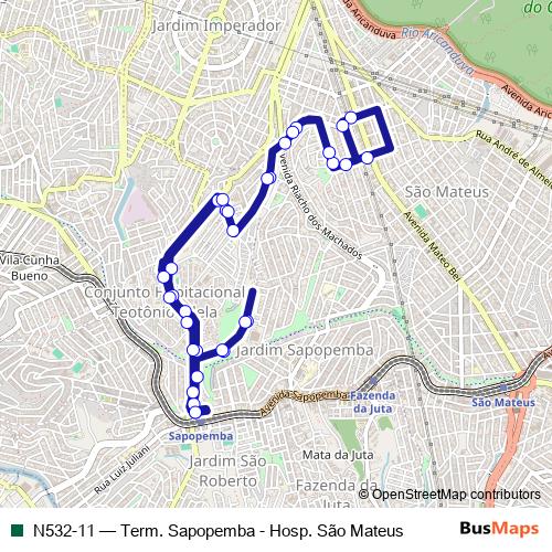 N532-11 bus Line Map