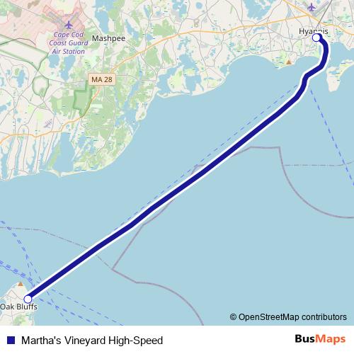 Martha's Vineyard High-Speed ferry Line Map