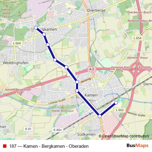 187 bus Line Map