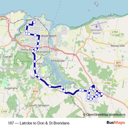 187 bus Line Map