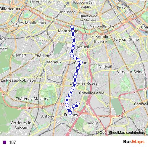 187 bus Line Map