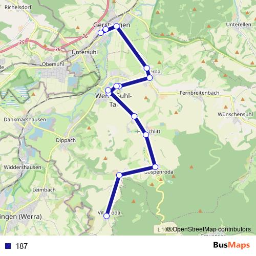 187 bus Line Map