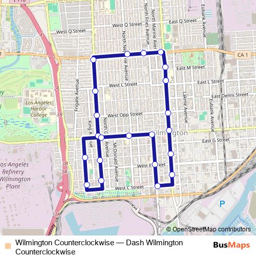 Wilmington Counterclockwise bus Line Map