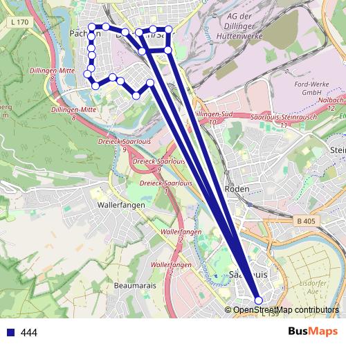 444 bus Line Map