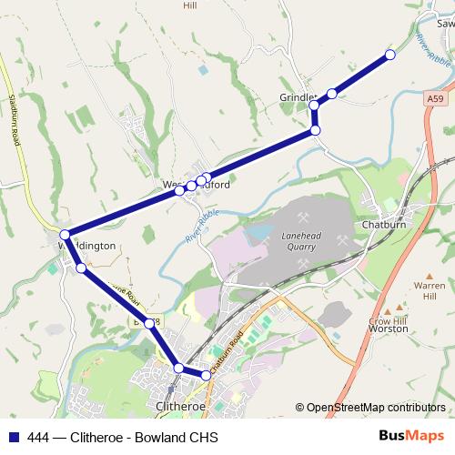 444 bus Line Map