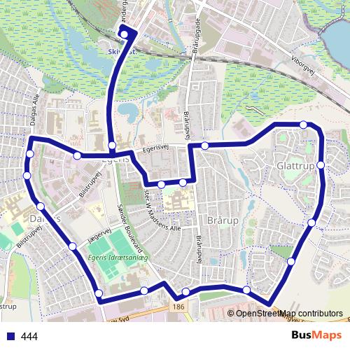444 bus Line Map