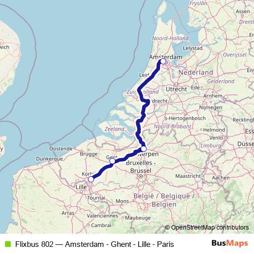 Flixbus 802 bus Line Map