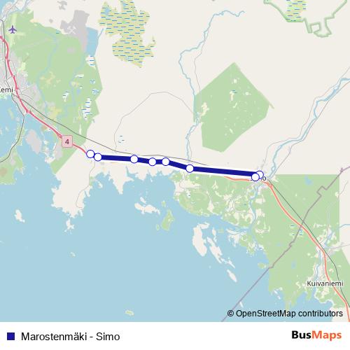 Marostenmäki - Simo bus Line Map