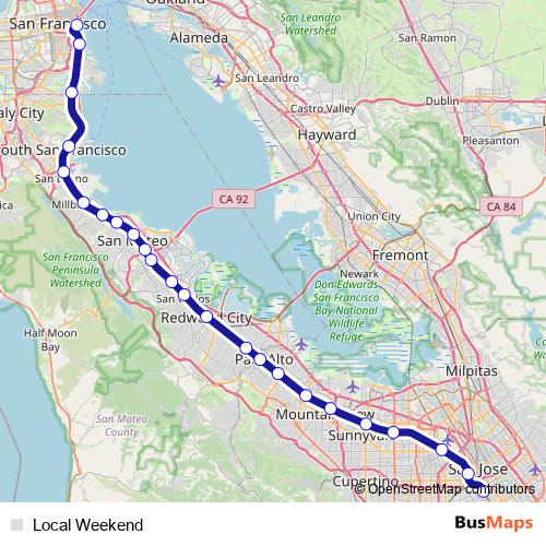 Local Weekend rail Line Map