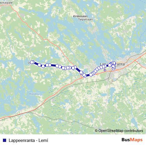 Lappeenranta - Lemi bus Line Map