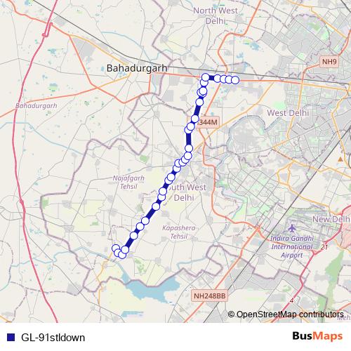 GL-91stldown bus Line Map