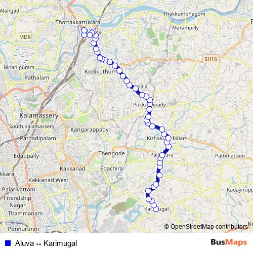 Aluva ↔ Karimugal bus Line Map