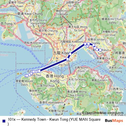 101x bus Line Map