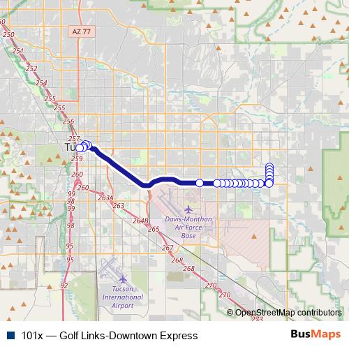 101x bus Line Map