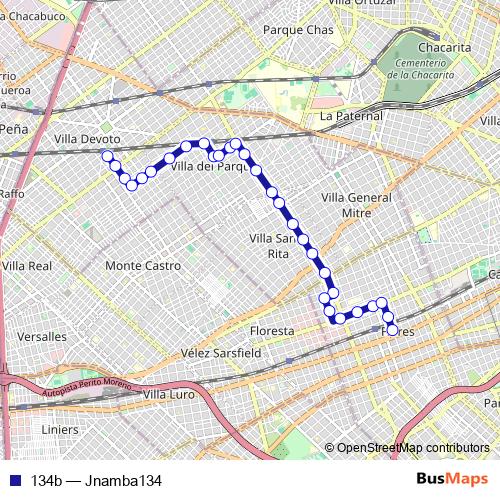 134b bus Line Map