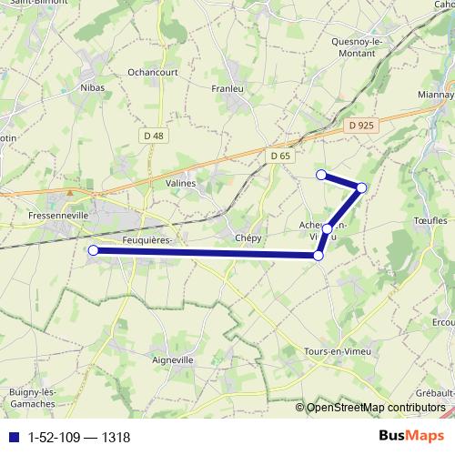 1-52-109 bus Line Map