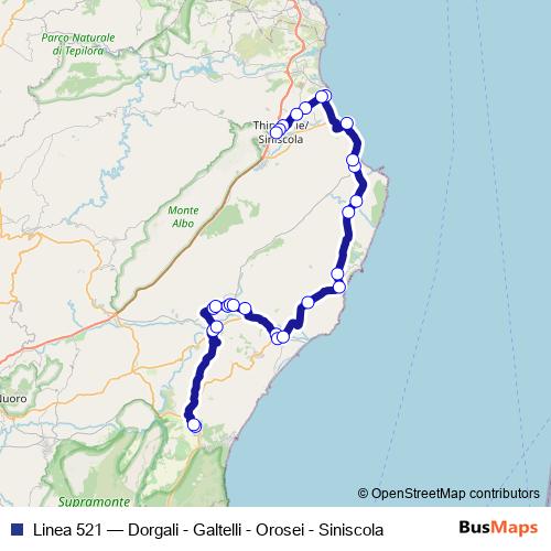 Linea 521 bus Line Map