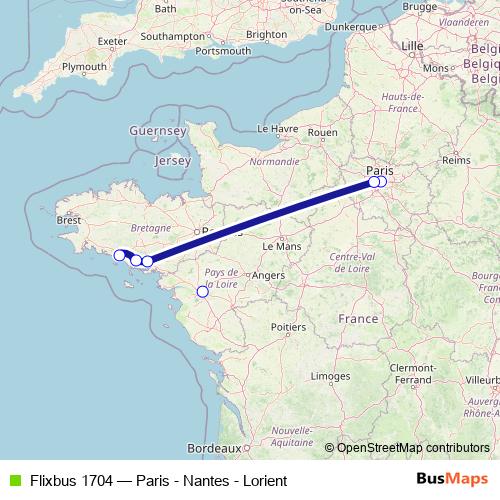 Flixbus 1704 bus Line Map