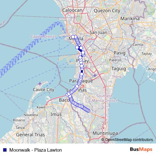 Moonwalk - Plaza Lawton bus Line Map