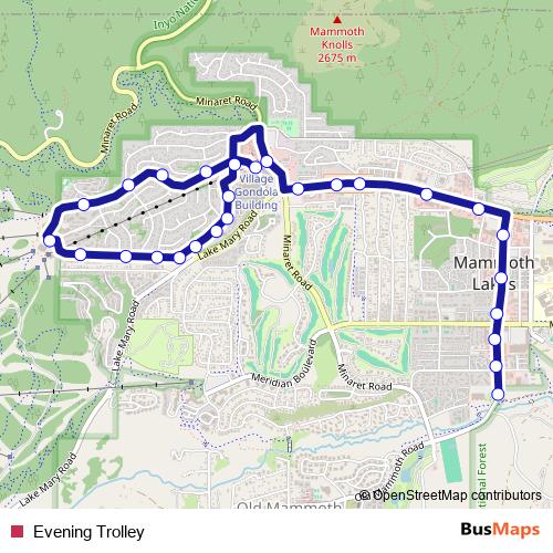 Evening Trolley bus Line Map
