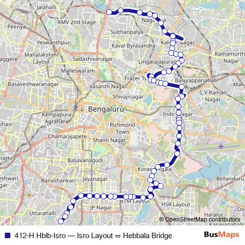 412-H Hblb-Isro bus Line Map