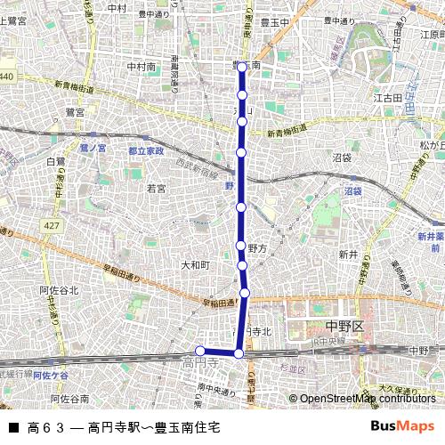 高６３ bus Line Map