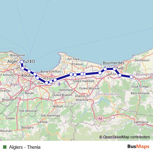 الجزائر - الثنية rail Line Map