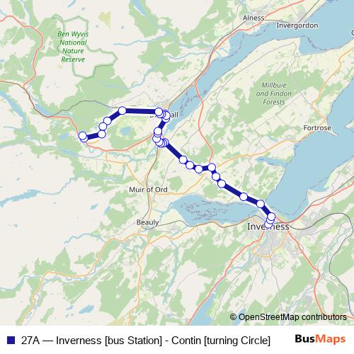 27A bus Line Map