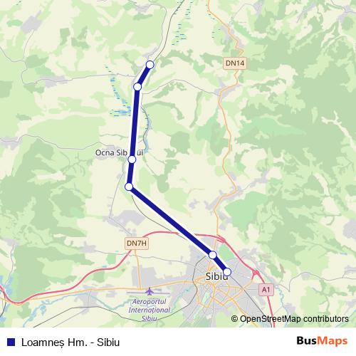 Loamneş Hm. - Sibiu rail Line Map