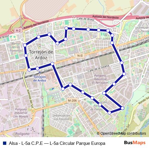 Alsa - L-5a C.P.E bus Line Map
