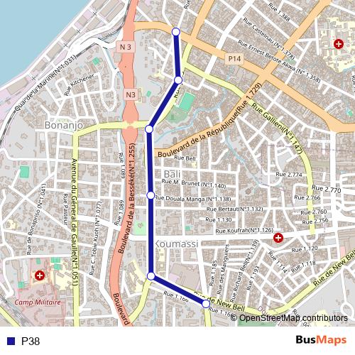 P38 bus Line Map