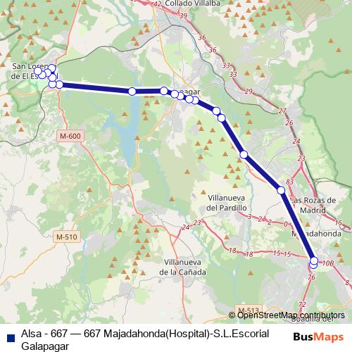 Alsa - 667 bus Line Map