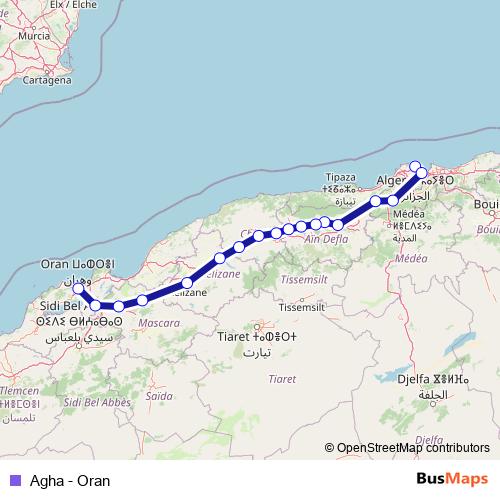 آغا - وهران rail Line Map