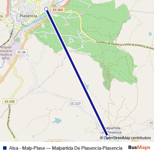 Alsa - Malp-Plase bus Line Map