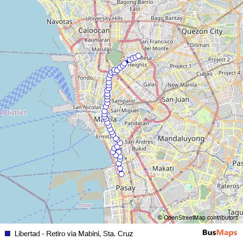 Libertad - Retiro via Mabini, Sta. Cruz bus Line Map