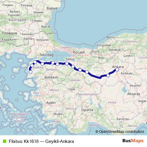 Flixbus Kk1618 bus Line Map