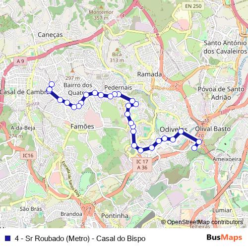 4 - Sr Roubado (Metro) - Casal do Bispo bus Line Map