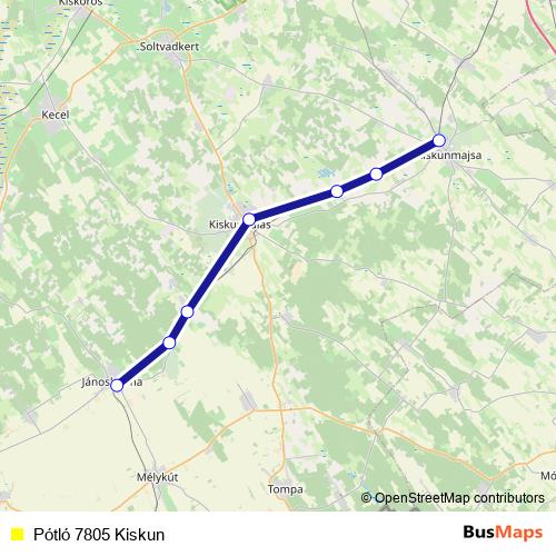 Pótló 7805 Kiskun bus Line Map
