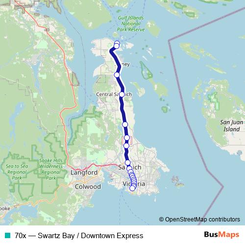 70x bus Line Map