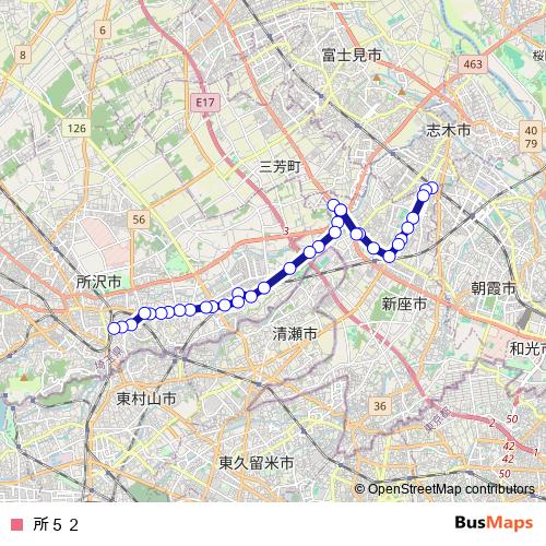 所５２ bus Line Map