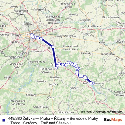 R49/S80 Želivka rail Line Map