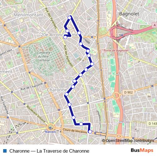 Charonne bus Line Map