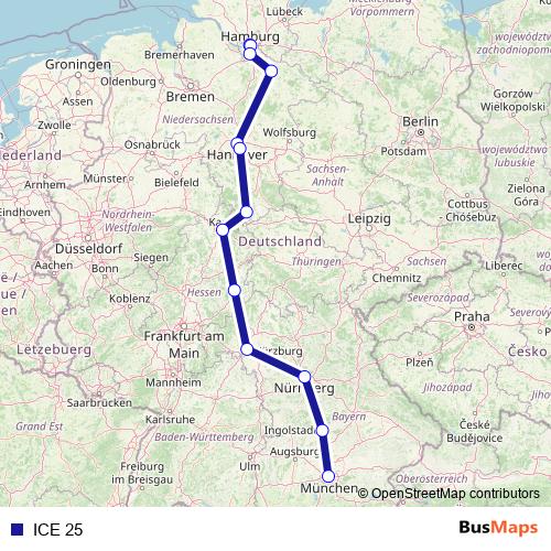 ICE 25 rail Line Map