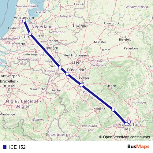 ICE 152 rail Line Map
